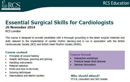 Essential Surgical Skills for Cardiologists 2014